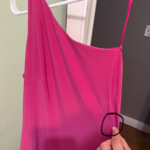 NWT Ieena Mac Duggal One Shoulder Jersey Gown Candy Pink Size 6 - Picture 9 of 11